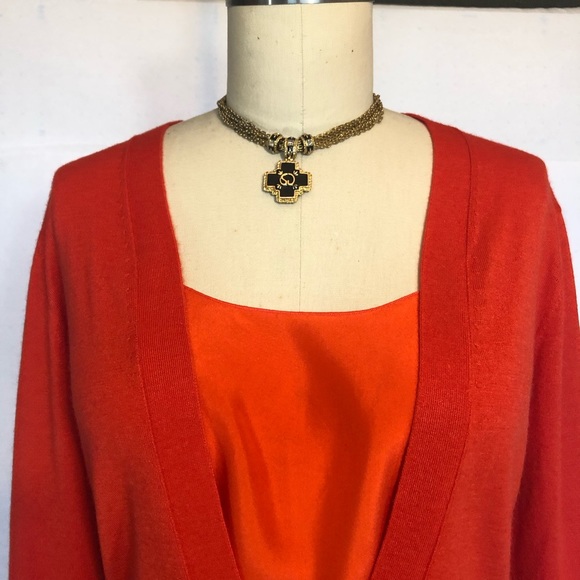 Like New Cashmere Silk red 2 in 1 cardigan Sweater size small SP Lafayette 148 - Picture 4 of 7